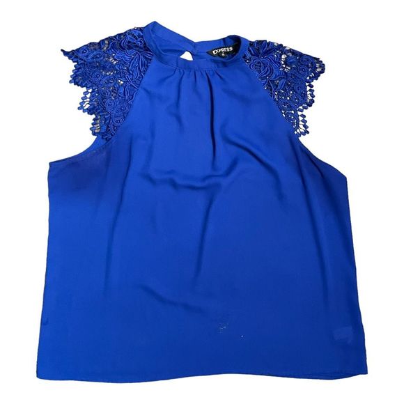 Express Tops - Express Royal Blue Lace Blouse Top Womens - Size XL